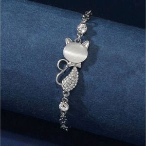 3 for $26 - Silver Rhinestone Cat Bracelet